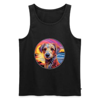 Taigan Kyrgyz Taighany Dog Breed Colorful Cartoon - Men's Premium Organic Tank Top - black - Front - Michal (187cm)