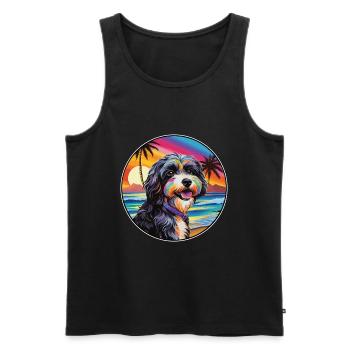 Schapendoes Chien Race Coloré Dessin Animé Aquarelle - Débardeur bio Premium Homme - noir - Devant - Michal (187cm)