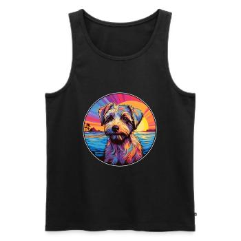 Sporting Lucas Terrier Race De Chien Coloré Dessin Animé - Débardeur bio Premium Homme - noir - Devant - AI Model Male 178 light (178cm)
