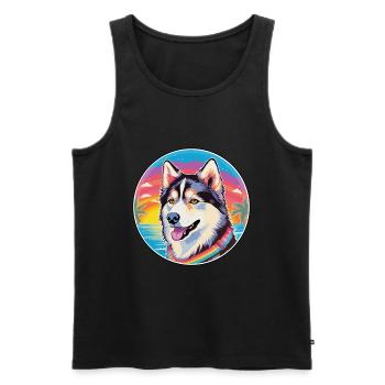 Seppala Sibirischer Schlittenhund Hunderasse Buntes Cartoo - Männer Premium Bio Tank Top - Schwarz - Vorne - Michal (187cm)
