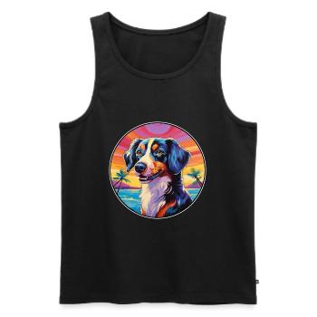 Taigan Dog Breed Colorful Cartoon Watercolor - Men's Premium Organic Tank Top - black - Front - Michal (187cm)