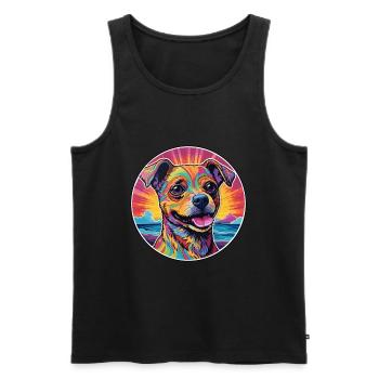 Teddy Roosevelt Terrier Dog Breed Colorful Cartoon - Men's Premium Organic Tank Top - black - Front - AI Model Male 178 light (178cm)