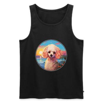 Jouet Caniche Chien Race Coloré Dessin Animé Aquarelle - Débardeur bio Premium Homme - noir - Devant - Michal (187cm)