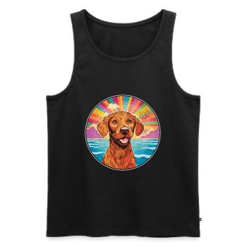 Vizsla à poil dur race de chien coloré dessin animé eau - Débardeur bio Premium Homme - noir - Devant - Michal (187cm)