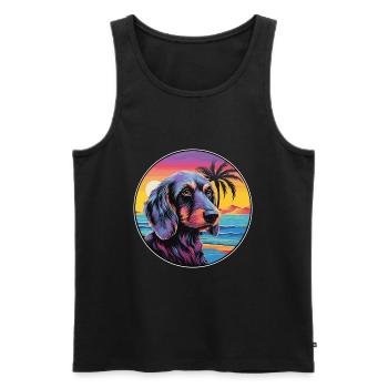 Wirehaired Dachshund Dog Breed Colorful Cartoon Wa - Men's Premium Organic Tank Top - black - Front - AI Model Male 178 light (178cm)