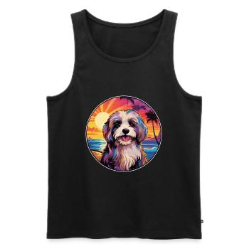 Tibetan Terrier Dog Breed Colorful Cartoon Waterco - Men's Premium Organic Tank Top - black - Front - Michal (187cm)
