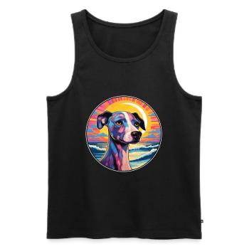 Whippet Hund Rasse bunte Karikatur Aquarell - Männer Premium Bio Tank Top - Schwarz - Vorne - AI Model Male 178 light (178cm)