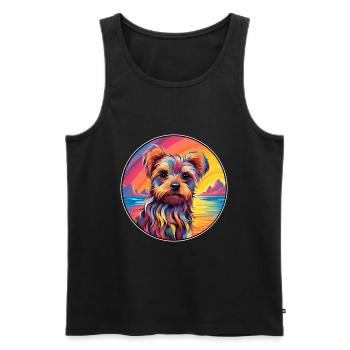 Yorkshire Terrier Dog Breed Colorful Cartoon Water - Men's Premium Organic Tank Top - black - Front - AI Model Male 178 light (178cm)