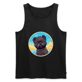 Affenpinscher chien race dessin animé Kawaii Clipart chien - Débardeur bio Premium Homme - noir - Devant - Michal (187cm)
