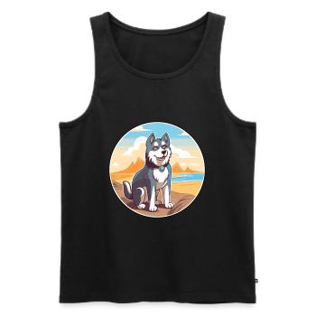 Alaskan Husky Dog Breed Cartoon Kawaii Clipart Dog - Men's Premium Organic Tank Top - black - Front - AI Model Male 178 light (178cm)