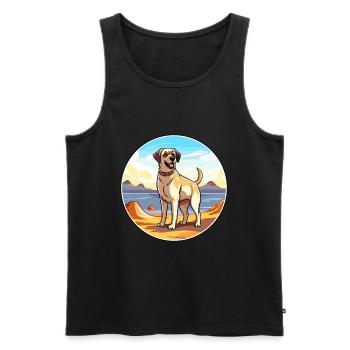 Chien de berger d’Anatolie race Cartoon Kawaii chien - Débardeur bio Premium Homme - noir - Devant - Michal (187cm)