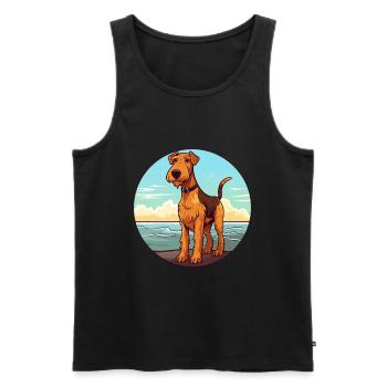 Airedale Terrier chien race Cartoon Kawaii Clipart - Débardeur bio Premium Homme - noir - Devant - Michal (187cm)