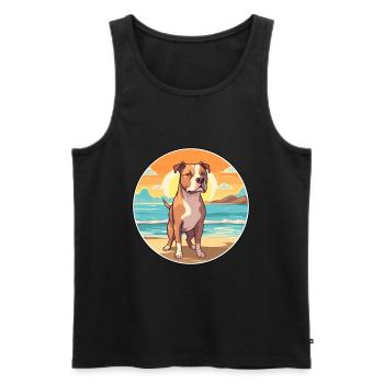 American Pitbull Terrier Dog Breed Cartoon Kawaii - Men's Premium Organic Tank Top - black - Front - Michal (187cm)