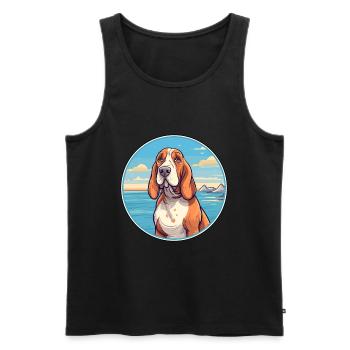 Basset Bleu De Gascogne Dog Breed Cartoon Kawaii - Men's Premium Organic Tank Top - black - Front - Michal (187cm)