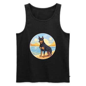 Beauceron chien race Cartoon Kawaii Clipart chien animal de compagnie - Débardeur bio Premium Homme - noir - Devant - Michal (187cm)
