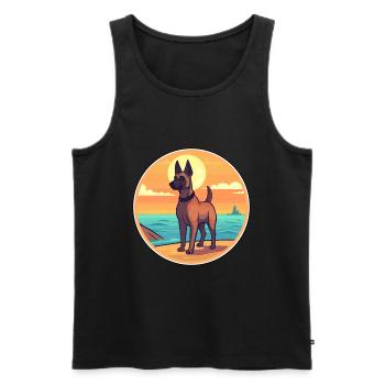Chien Malinois belge race Cartoon Kawaii Clipart - Débardeur bio Premium Homme - noir - Devant - Michal (187cm)