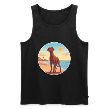 Chien d’arrêt belge race Cartoon Kawaii Clipart - Débardeur bio Premium Homme - noir - Devant - Michal (187cm)