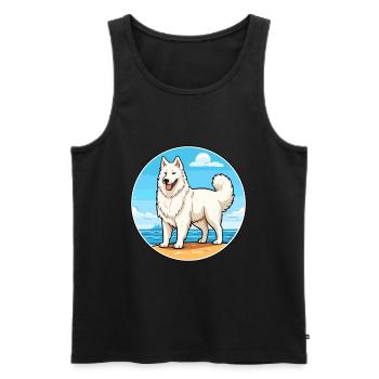 Berger Blanc Suisse Dog Breed Cartoon Kawaii Dog - Men's Premium Organic Tank Top - black - Front - Michal (187cm)