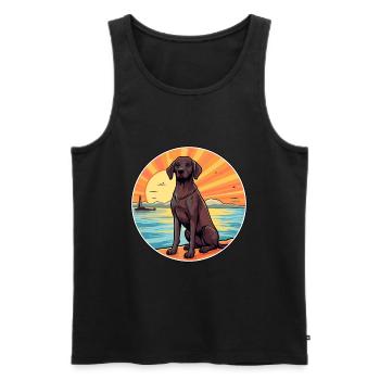 Berger De Beauce Dog Breed Cartoon Kawaii Clipart - Men's Premium Organic Tank Top - black - Front - AI Model Male 178 light (178cm)