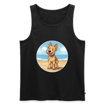 Berger Picard chien race Cartoon Kawaii Clipart chien - Débardeur bio Premium Homme - noir - Devant - Michal (187cm)