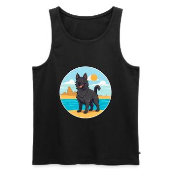 Chien de berger belge chien race Cartoon Kawaii Clipart - Débardeur bio Premium Homme - noir - Devant - Michal (187cm)