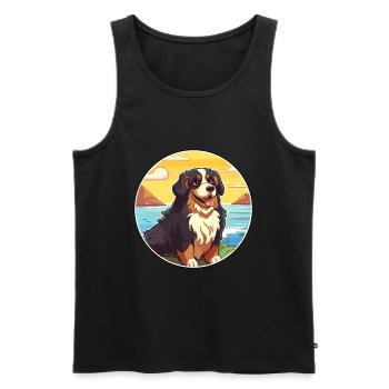 Berner Laufhund Dog Breed Cartoon Kawaii Clipart - Men's Premium Organic Tank Top - black - Front - AI Model Male 178 light (178cm)
