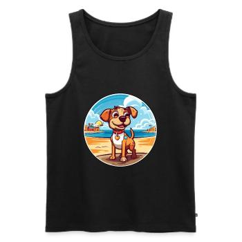 Billy chien race dessin animé Kawaii Clipart aquarelle - Débardeur bio Premium Homme - noir - Devant - Michal (187cm)