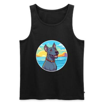 Blauer Thai Ridgeback Hund Rasse Cartoon Kawaii Hund - Männer Premium Bio Tank Top - Schwarz - Vorne - AI Model Male 178 light (178cm)