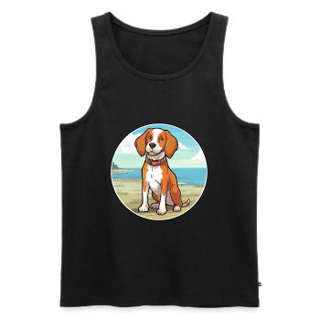 Bretagne chien race dessin animé kawaii clipart chien animal de compagnie - Débardeur bio Premium Homme - noir - Devant - Michal (187cm)