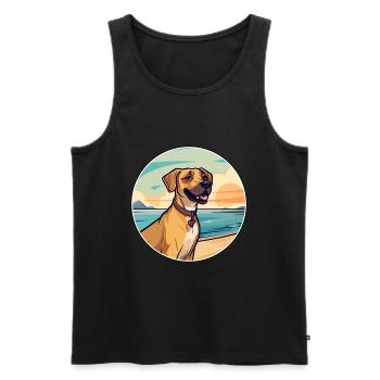 Black Mouth Cur Dog Breed Cartoon Kawaii Clipart - Men's Premium Organic Tank Top - black - Front - AI Model Male 178 light (178cm)