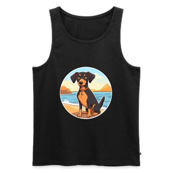 Black Tan chien race dessin animé Kawaii Clipart chien animal de compagnie - Débardeur bio Premium Homme - noir - Devant - Michal (187cm)