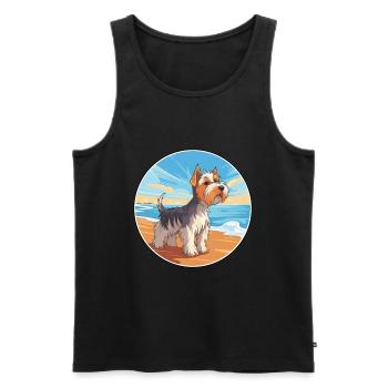 Biewer Terrier Dog Breed Cartoon Kawaii Clipart - Men's Premium Organic Tank Top - black - Front - AI Model Male 178 light (178cm)