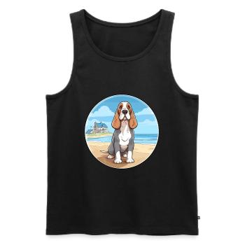 Blue Gascony Basset Dog Breed Cartoon Kawaii Dog - Men's Premium Organic Tank Top - black - Front - Michal (187cm)