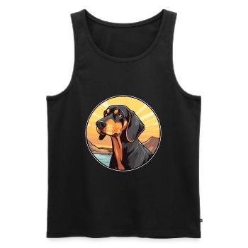 Noir et Tan Coonhound chien race Cartoon Kawaii - Débardeur bio Premium Homme - noir - Devant - Michal (187cm)