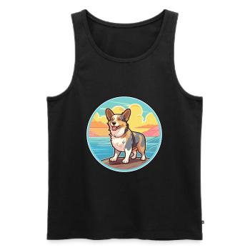 Cardigan Welsh Corgi Dog Breed Cartoon Kawaii Dog - Men's Premium Organic Tank Top - black - Front - Michal (187cm)