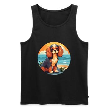 Cavalier King Charles Épagneul chien race dessin animé - Débardeur bio Premium Homme - noir - Devant - Michal (187cm)
