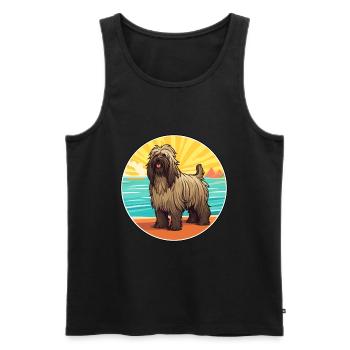 Briard Dog Breed Cartoon Kawaii Clipart Watercolor - Men's Premium Organic Tank Top - black - Front - Michal (187cm)