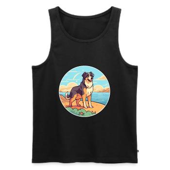 Bucovine chien de berger race Cartoon Kawaii Clipart - Débardeur bio Premium Homme - noir - Devant - Michal (187cm)