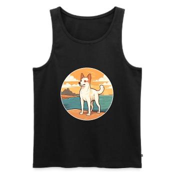 Canaan chien race dessin animé Kawaii Clipart aquarelle - Débardeur bio Premium Homme - noir - Devant - Michal (187cm)