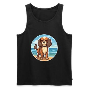 Cavalier Dog Breed Cartoon Kawaii Clipart Dog Pet - Men's Premium Organic Tank Top - black - Front - AI Model Male 178 light (178cm)