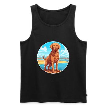 Chesapeake Bay Retriever Dog Breed Cartoon Kawaii - Men's Premium Organic Tank Top - black - Front - Michal (187cm)