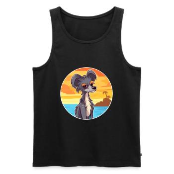 Chinois à crête chien race Cartoon Kawaii Clipart - Débardeur bio Premium Homme - noir - Devant - Michal (187cm)