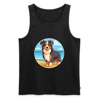 Collie chien race dessin animé Kawaii Clipart aquarelle - Débardeur bio Premium Homme - noir - Devant - Michal (187cm)