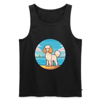 Corded Poodle Dog Breed Cartoon Kawaii Clipart Dog - Men's Premium Organic Tank Top - black - Front - Michal (187cm)