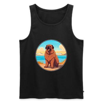 Caucasien Ovcharka Race De Chien De Dessin Animé Kawaii Chien - Débardeur bio Premium Homme - noir - Devant - Michal (187cm)