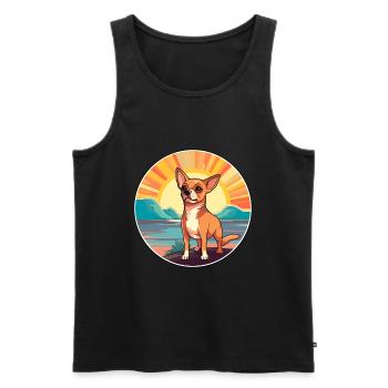 Chihuahua chien race dessin animé kawaii clipart chien animal de compagnie - Débardeur bio Premium Homme - noir - Devant - Michal (187cm)