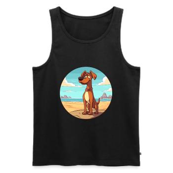Cimarron Uruguayo Dog Breed Cartoon Kawaii Clipart - Men's Premium Organic Tank Top - black - Front - Michal (187cm)