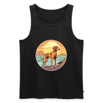 Cretan Hound Dog Breed Cartoon Kawaii Clipart Dog - Men's Premium Organic Tank Top - black - Front - Michal (187cm)