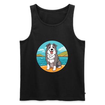 Chien de berger croate chien race Cartoon Kawaii Clipart - Débardeur bio Premium Homme - noir - Devant - Michal (187cm)