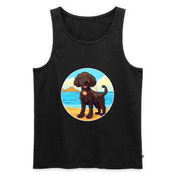 Curly Coated Retriever Dog Breed Cartoon Kawaii - Men's Premium Organic Tank Top - black - Front - AI Model Male 178 light (178cm)